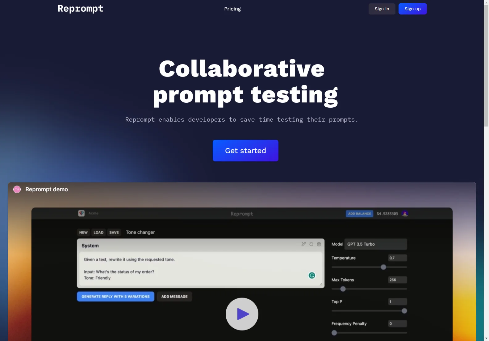 Reprompt: Simplifying Prompt Testing for Efficient Development