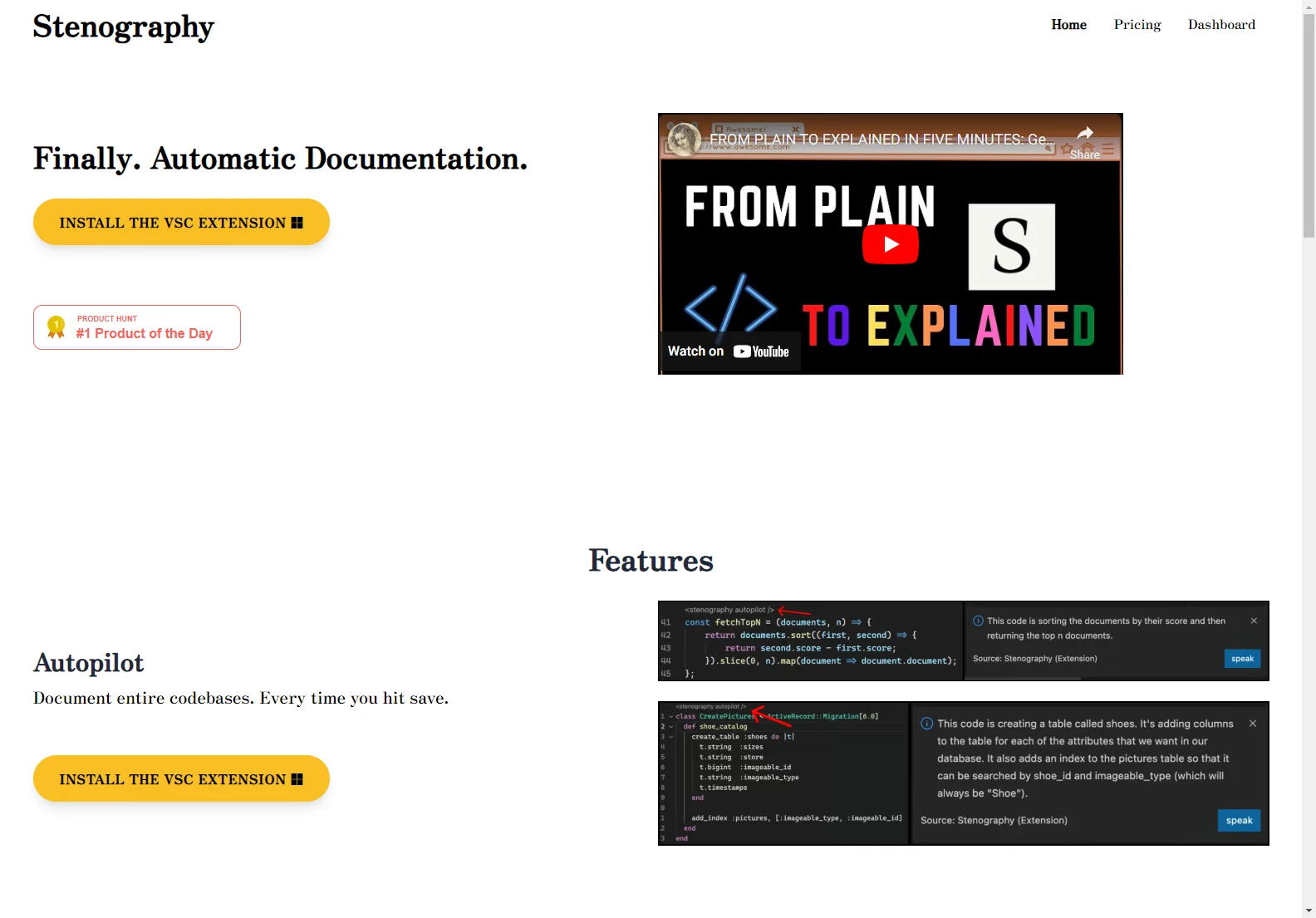 Stenography: Simplifying Code Documentation with AI