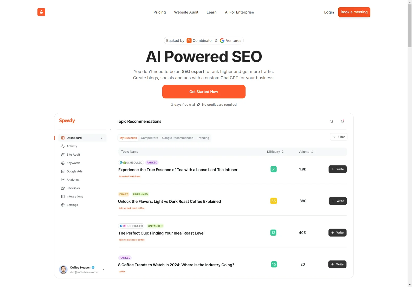 Speedy: AI-Powered SEO Tool for Boosting Your Business Content Marketing