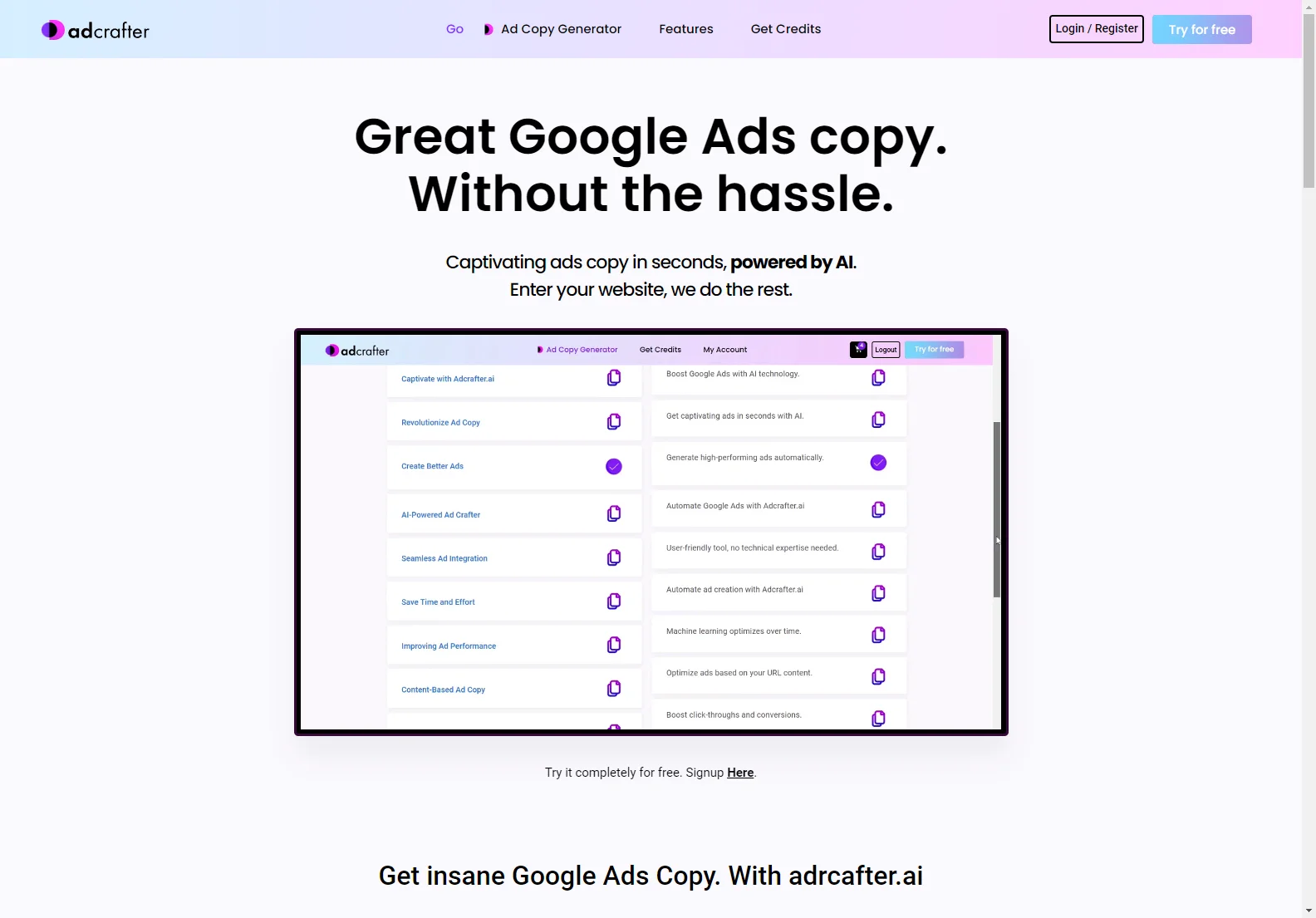 adcrafter.ai: Effortless Google Ads Copy Creation