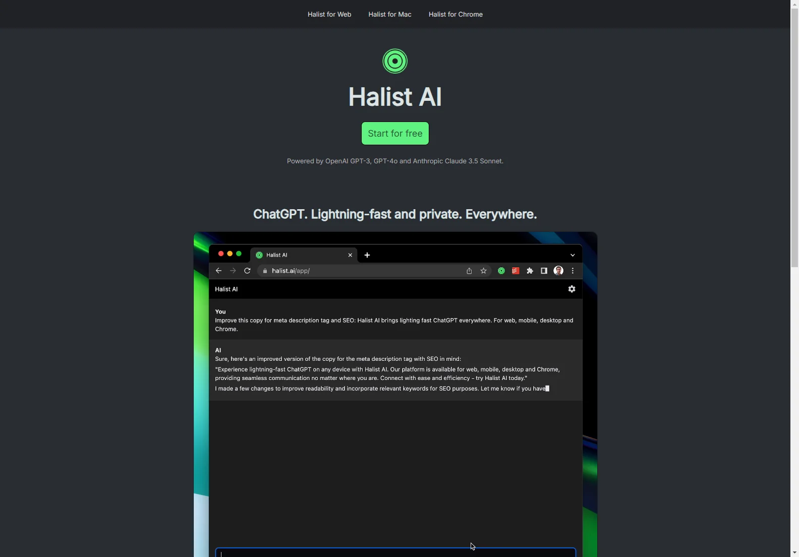 Halist AI: Fast, Private Chatting Everywhere with Advanced AI Power