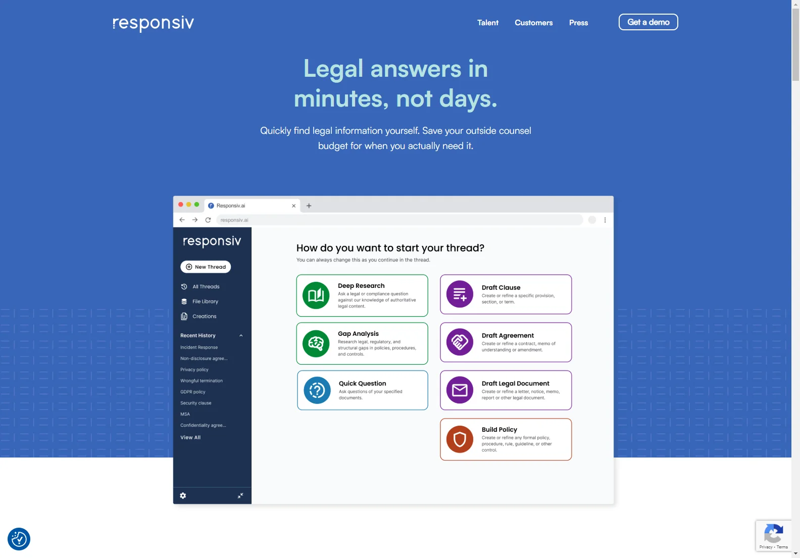 Responsiv: AI-Powered Legal Assistant for Quick Answers and Budget Savings