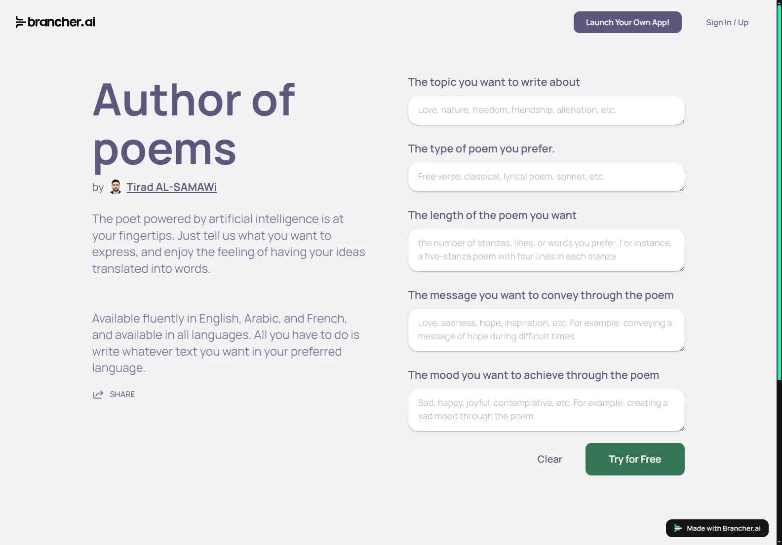 Create Beautiful Poems with Author of Poems