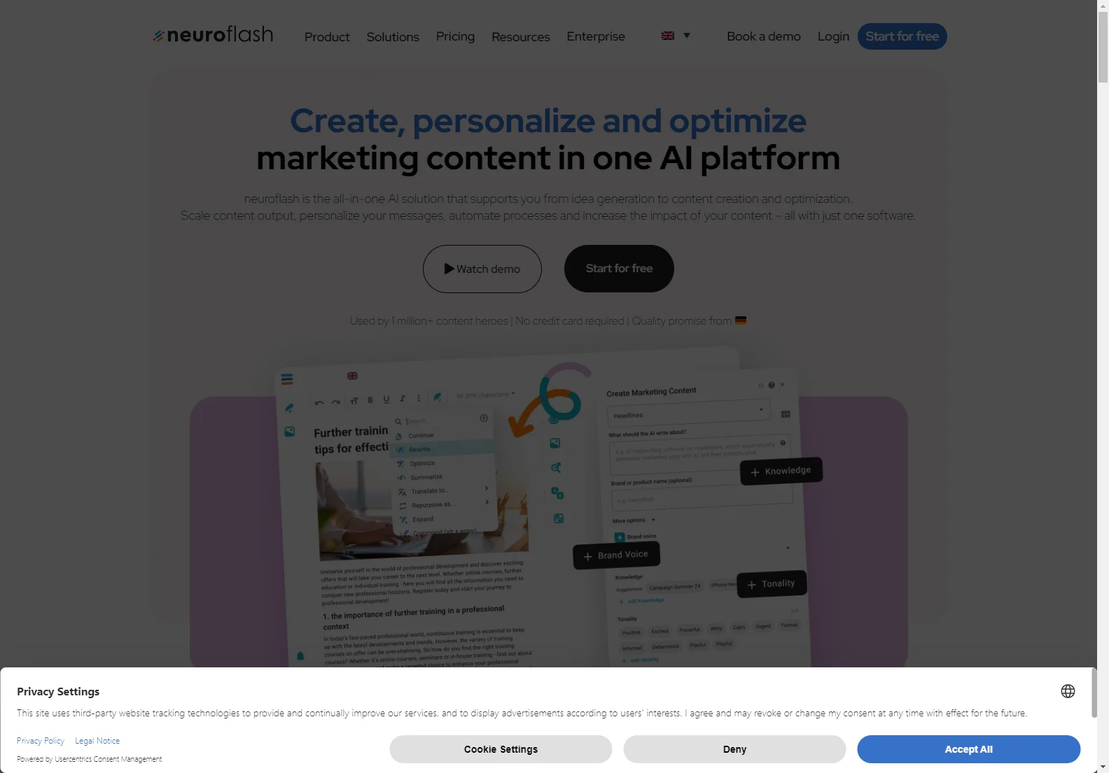 neuroflash: Europe's Premier AI Tool for Content Creation and Optimization