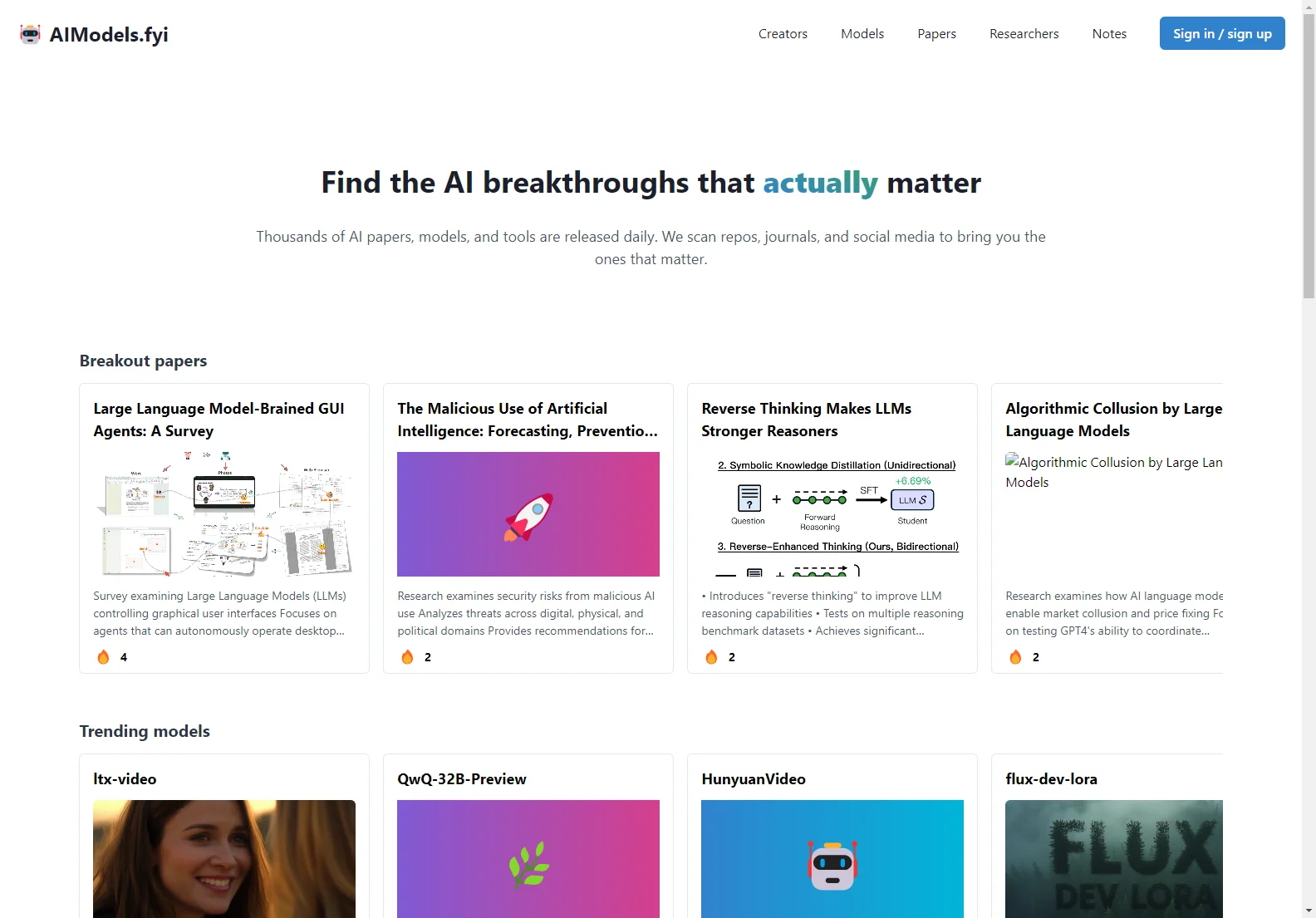 Unveiling AI Breakthroughs with AIModels.fyi