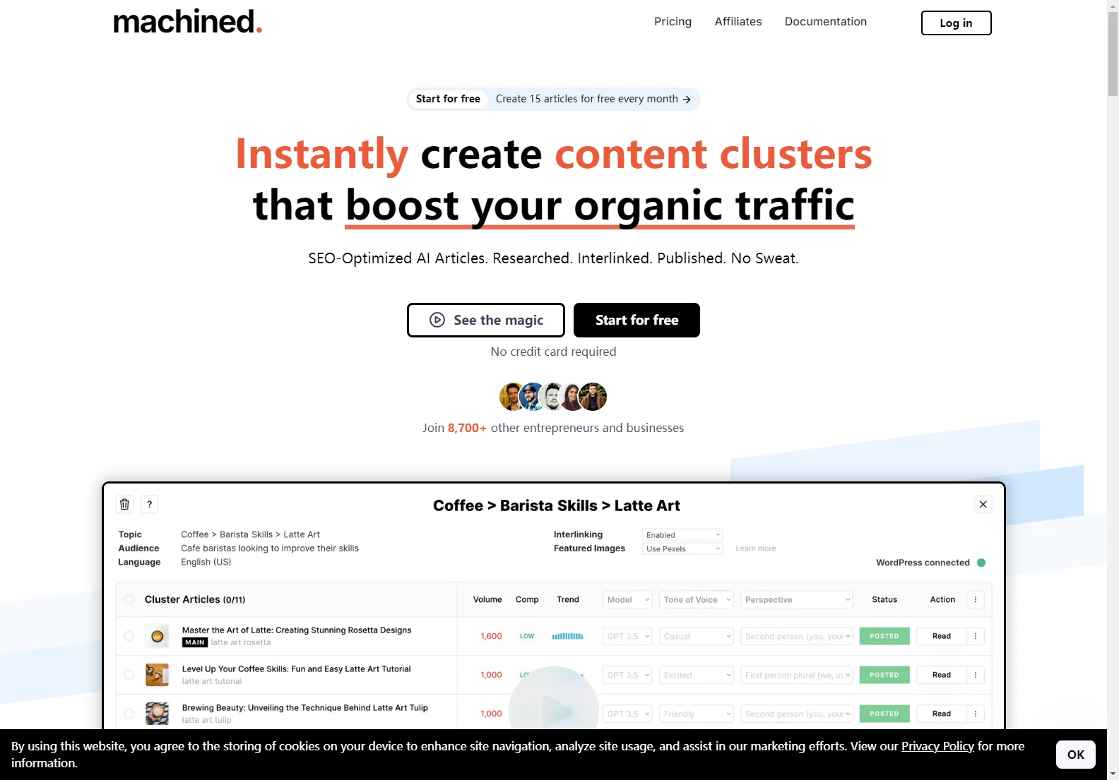 Machined.ai: Automate Content Clusters for Higher Organic Traffic