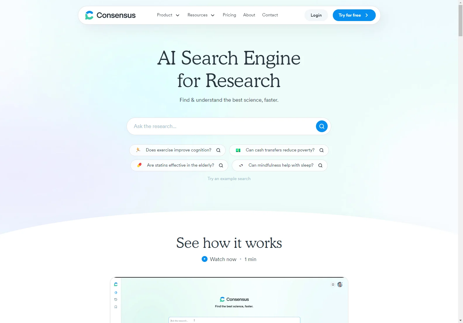 Consensus: AI-powered Academic Search Engine for Faster Science Discovery