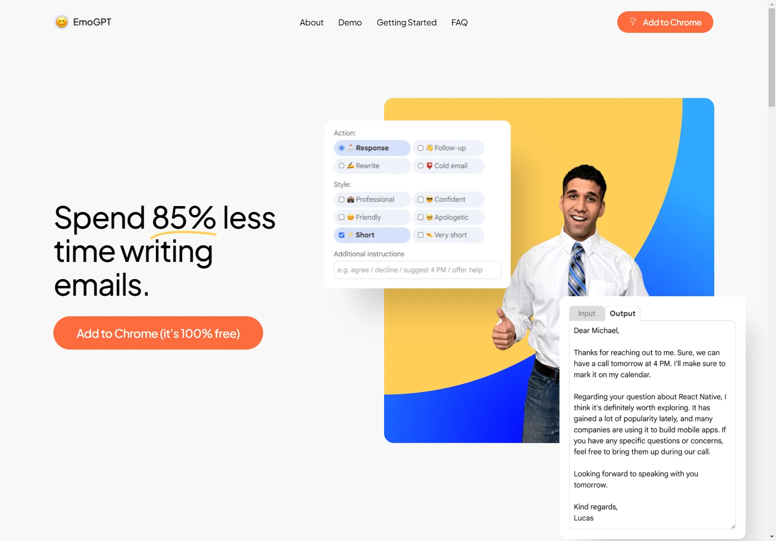 EmoGPT - Save Time with AI-Powered Email Writing for Gmail