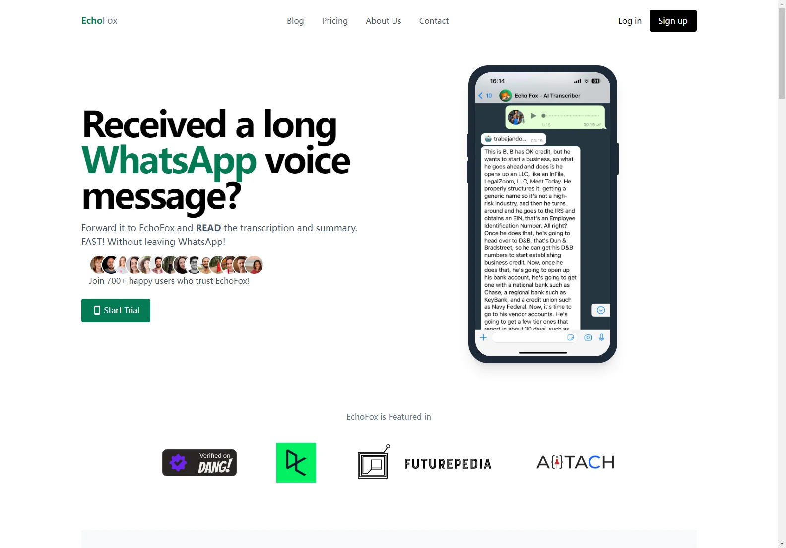 EchoFox: Transform Your WhatsApp Voice Messages with AI Transcriptions