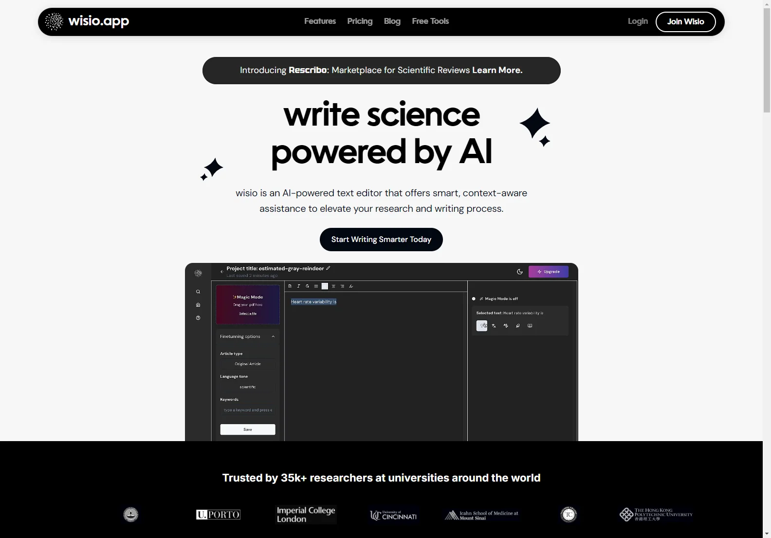 wisio: Empowering Academic Writing with AI