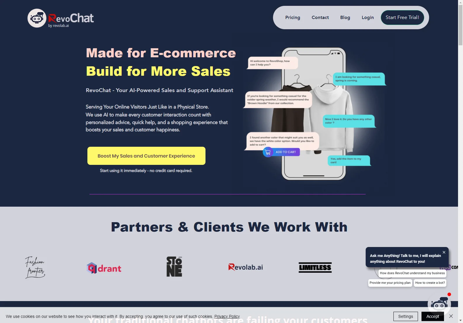 RevoChat: AI-Powered E-commerce Sales Chatbot for Enhanced Sales and Customer Experience