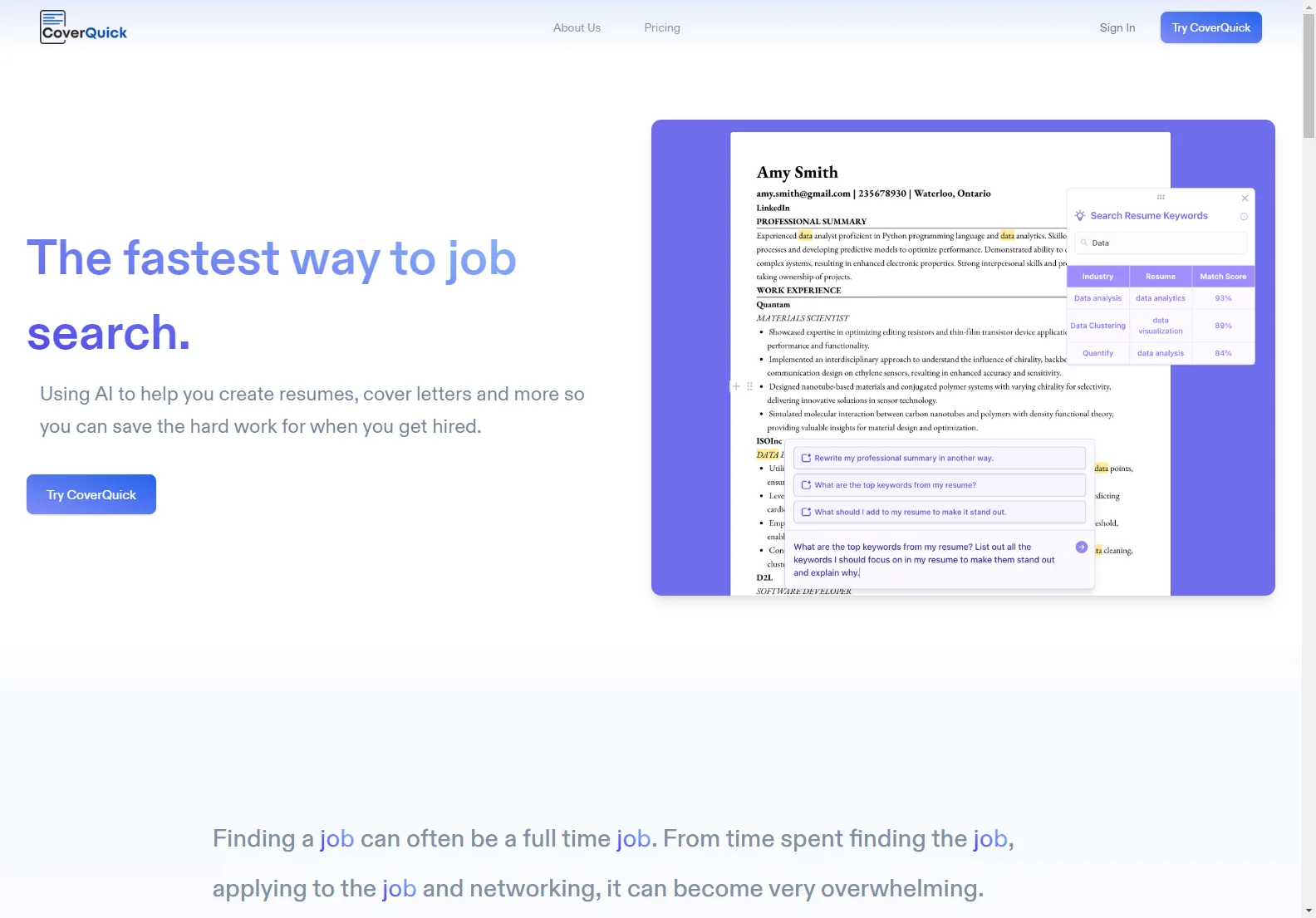 CoverQuick: Speeding Up Your Job Search with AI