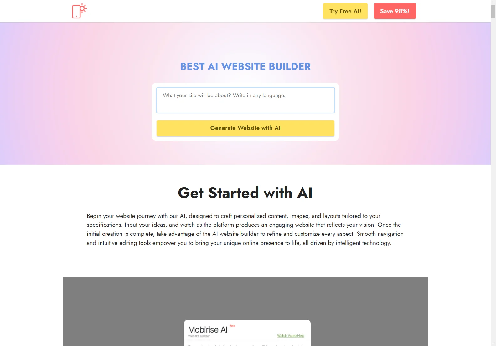 Free AI Website Builder by Mobirise: Create Stunning Websites with Ease