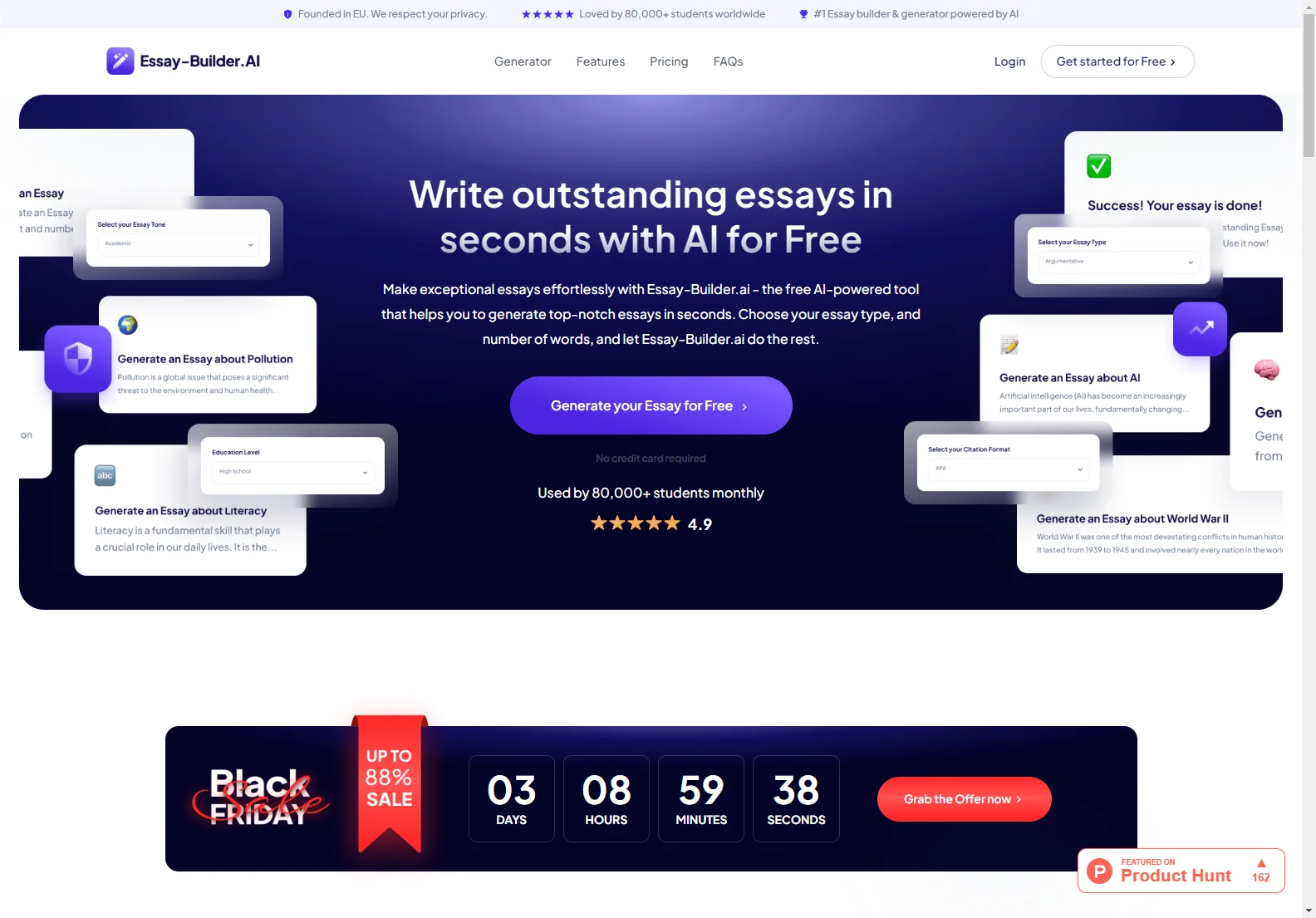 Essay Builder AI - Empowering Students with AI-Powered Essays