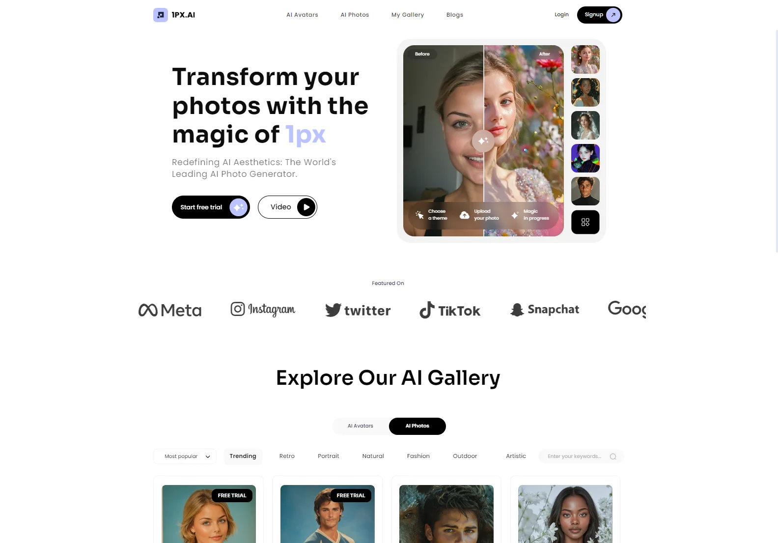 1px.ai: The Ultimate AI Photo Generator for Stunning Transformations