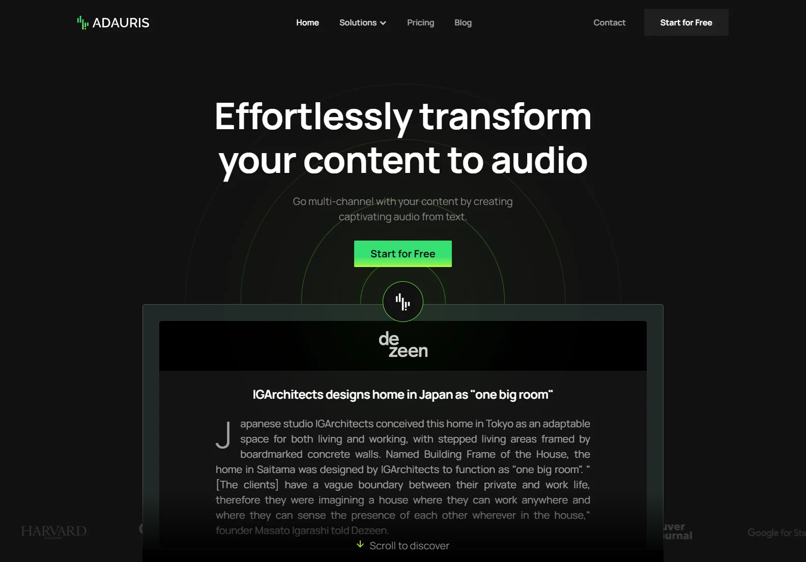 Adauris: Transform Text to Engaging Audio