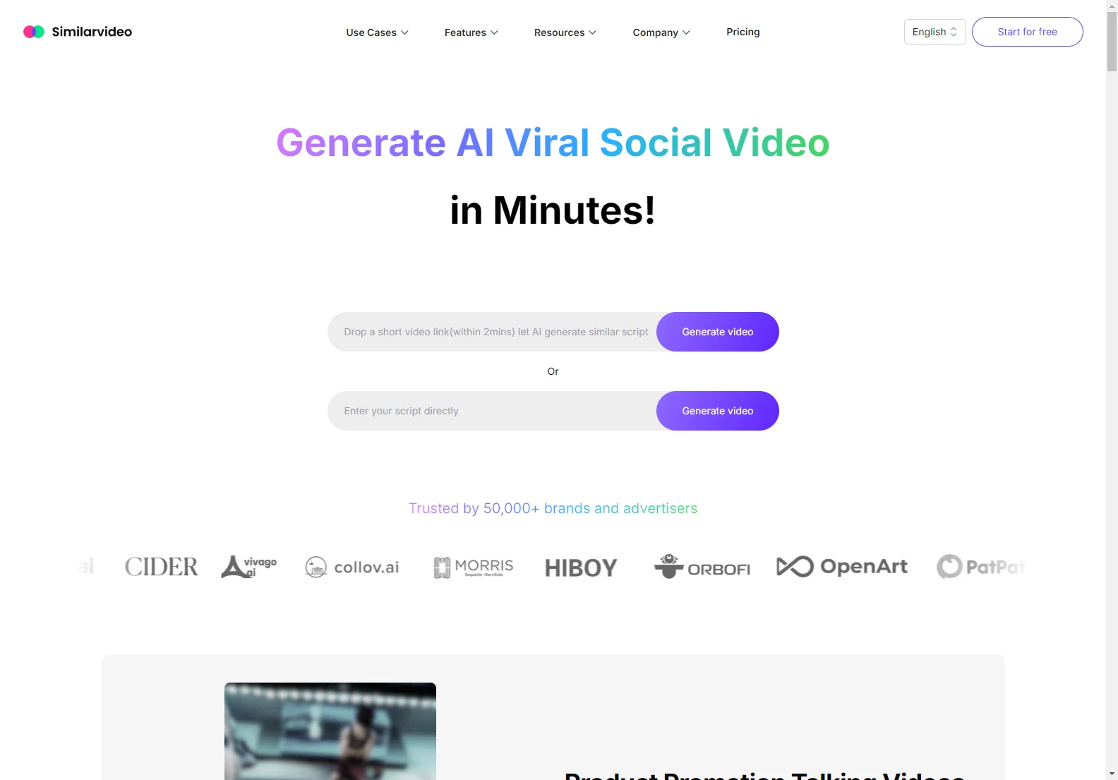 SimilarVideo - AI-Powered Video Generator for Quick and Engaging Marketing Videos