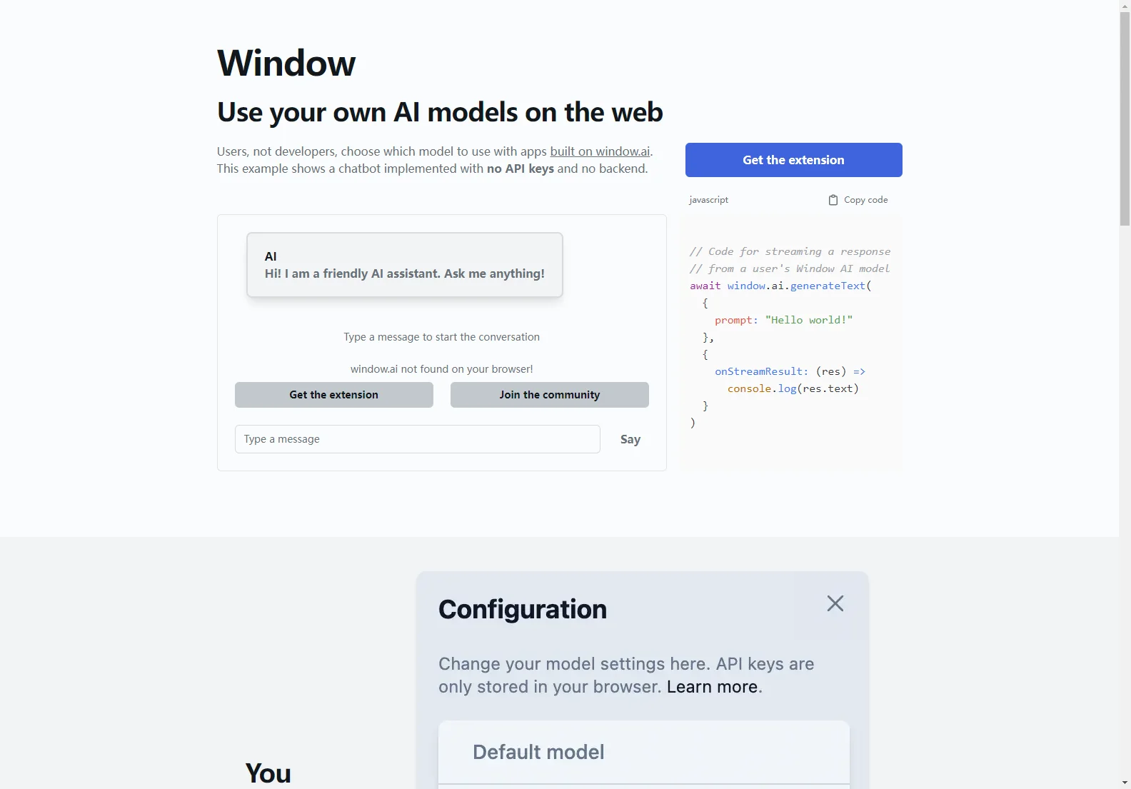 window.ai: Empowering Users with Customizable AI Models