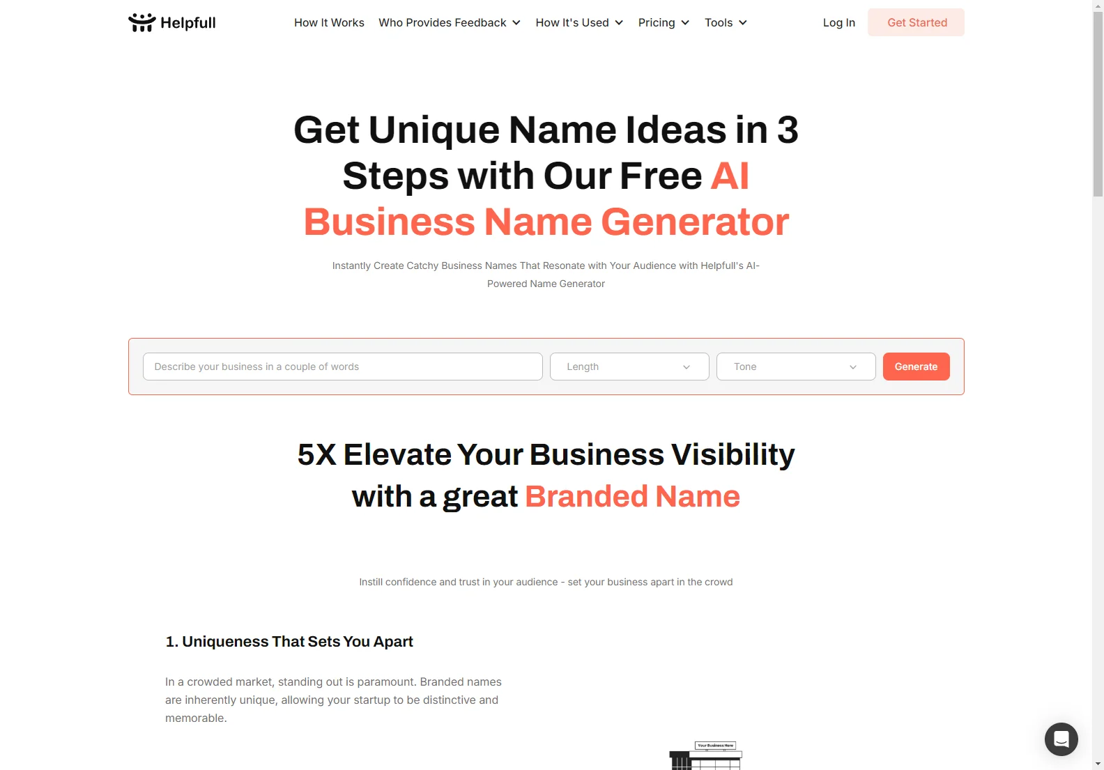 Elevate Your Brand with Helpfull's AI Business Name Generator