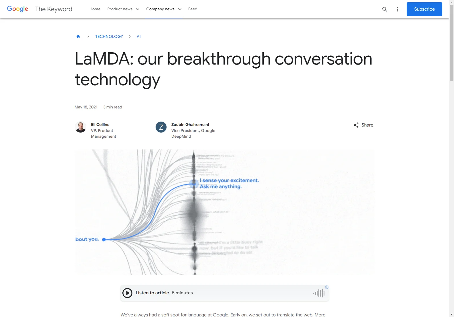 LaMDA: Unlock Natural Interactions with Breakthrough Conversation Technology