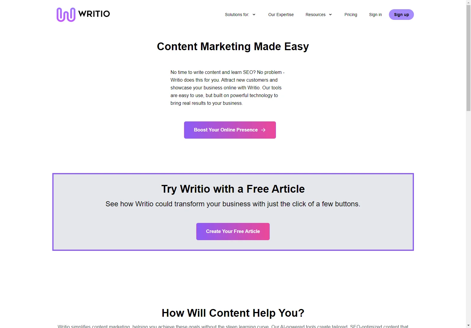 Writio: Simplify Content Marketing with AI