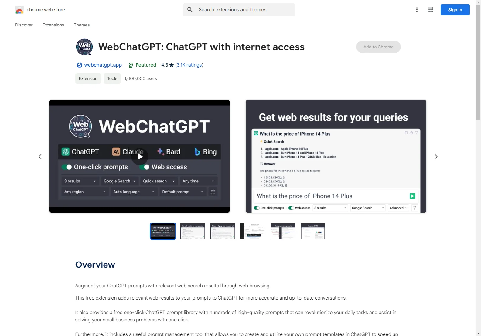 WebChatGPT: Enhancing ChatGPT with Internet Access and More