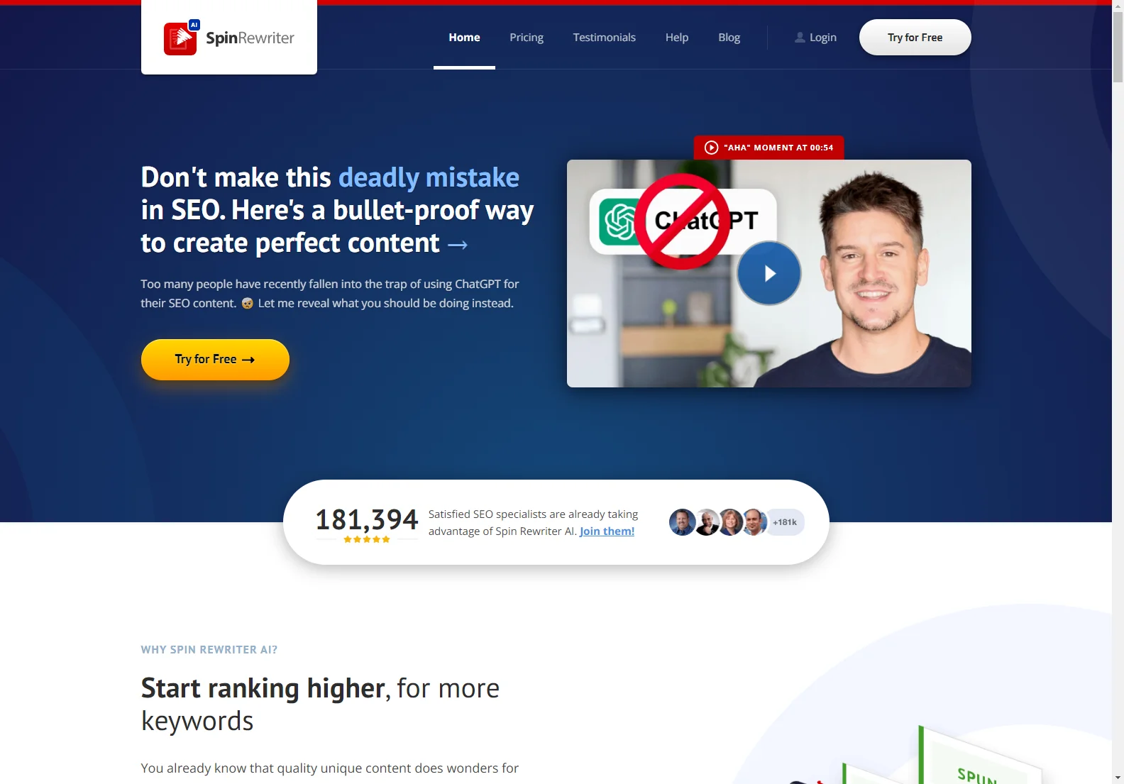 Spin Rewriter AI: The Ultimate Article Rewriter for SEO Success and 181,394 Happy Users