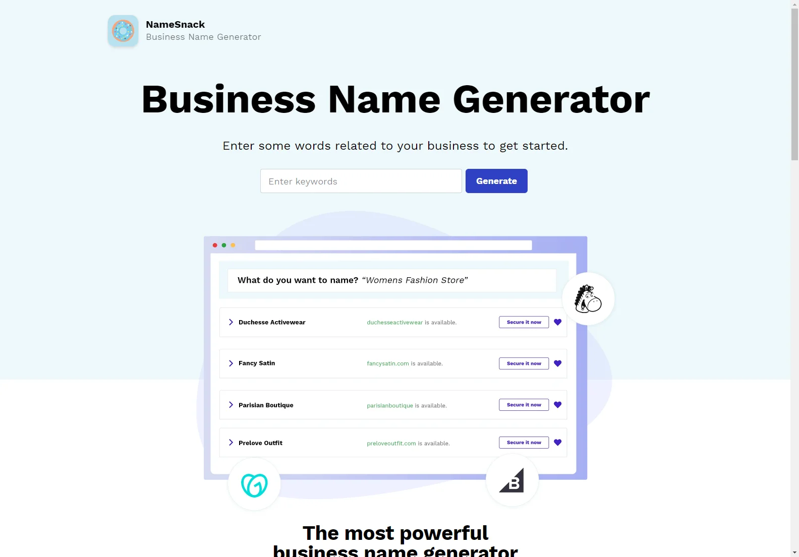 NameSnack: The Free Business Name Generator with Advanced Features