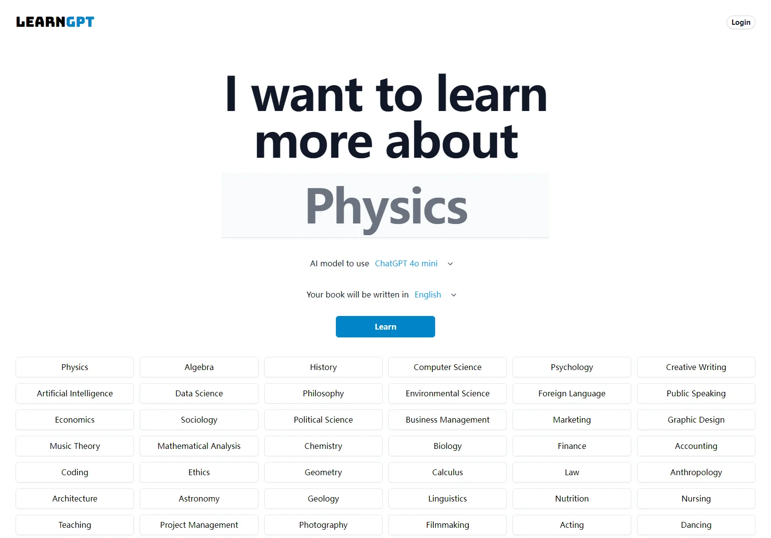 LearnGPT: Your AI-Powered Learning Companion for Diverse Topics