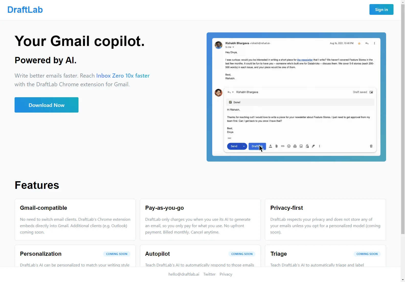 DraftLab: The AI-powered Gmail Copilot for Faster and Better Email Writing