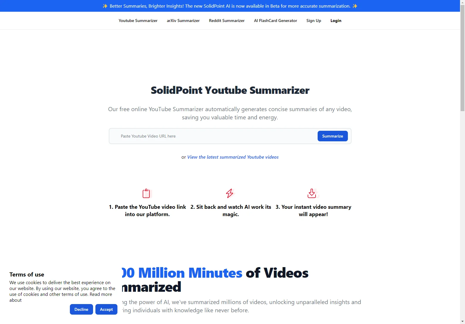 SolidPoint: Resumidor de Vídeos do YouTube com IA
