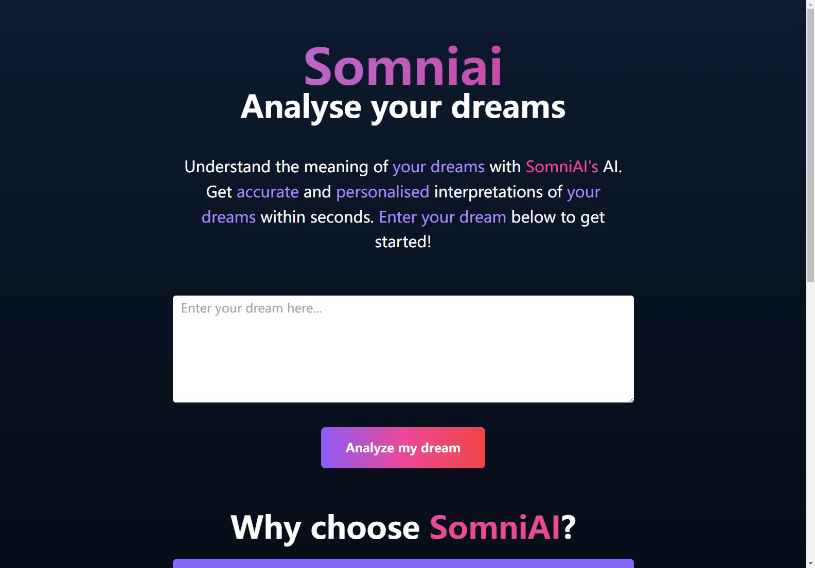 SomniAI - Unlock the Meanings of Your Dreams