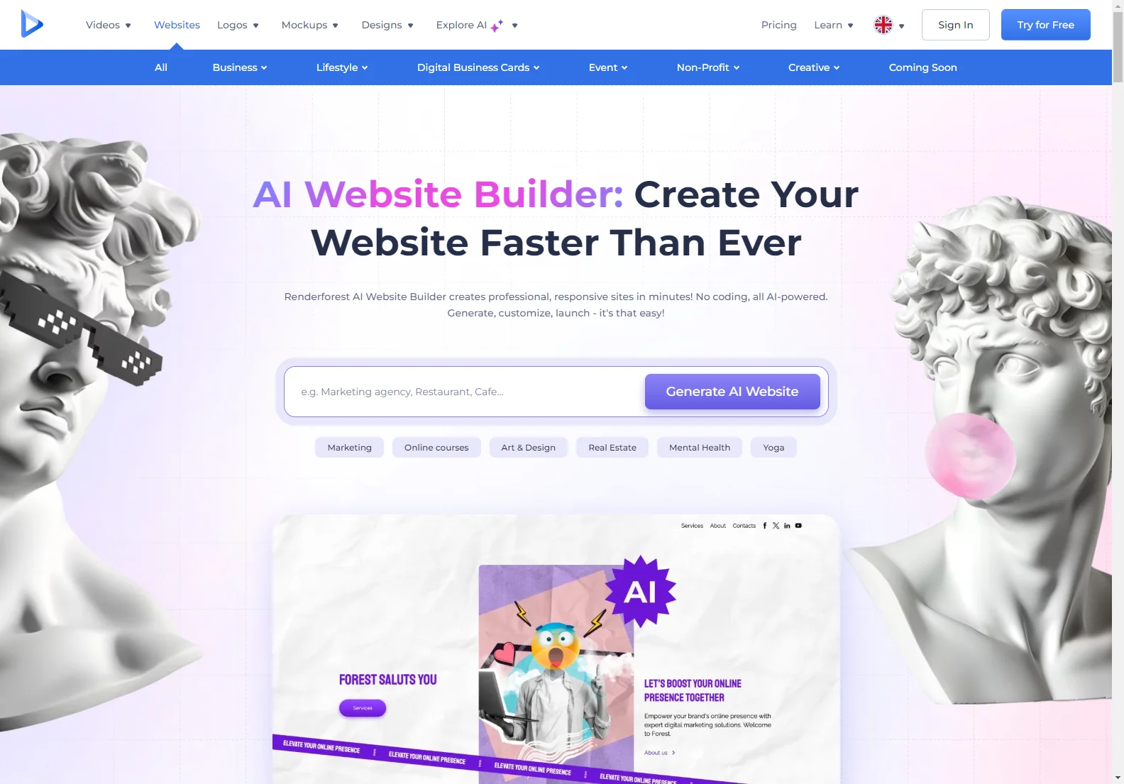 AI Website Builder: Renderforest - Create Professional Websites with AI Magic