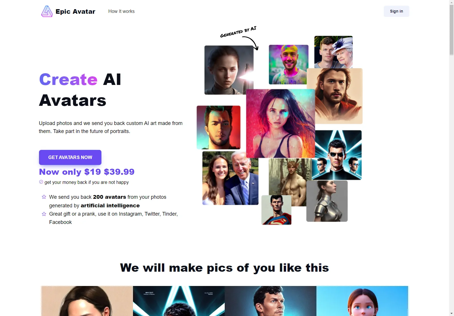 Generate Custom Avatars with AI - Epic Avatar