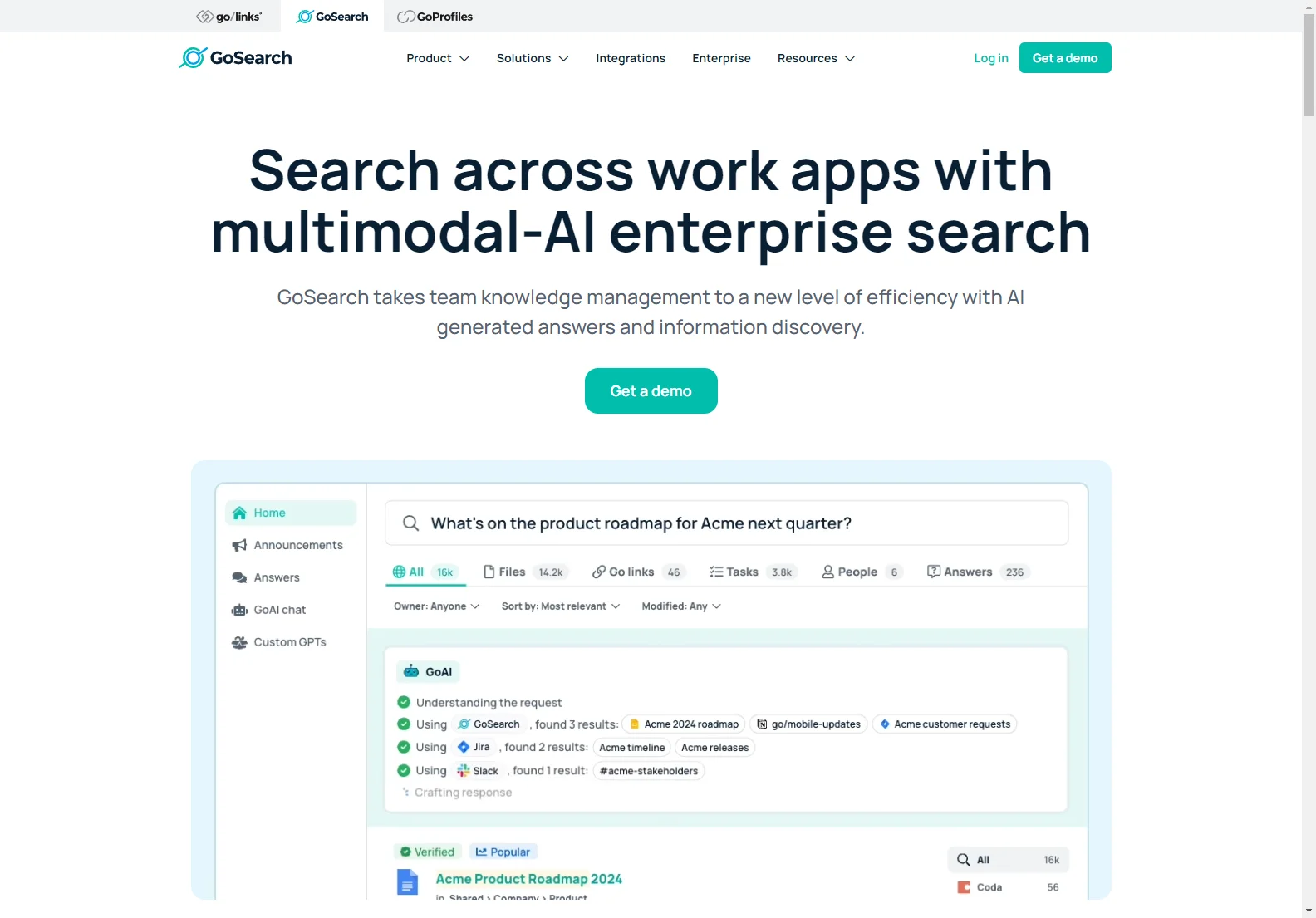 GoSearch: Enhancing Enterprise Efficiency with AI Search