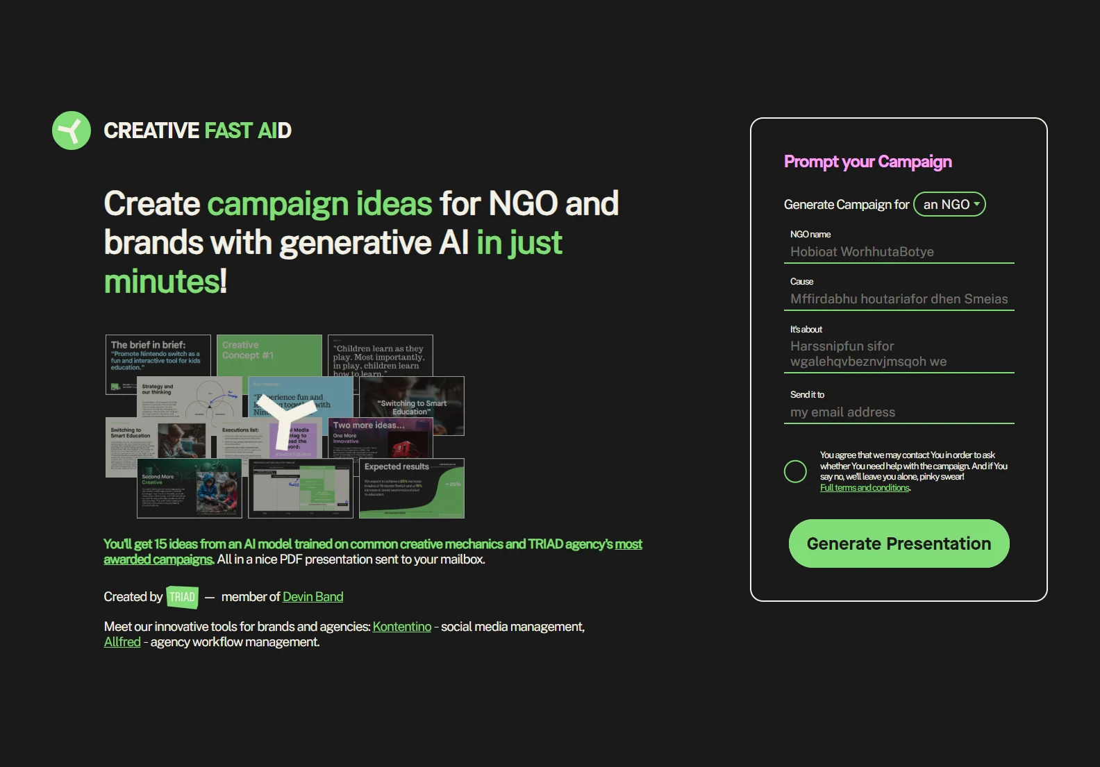 Creative Fast AID: Generate Campaign Ideas for NGOs and Brands in Minutes with AI