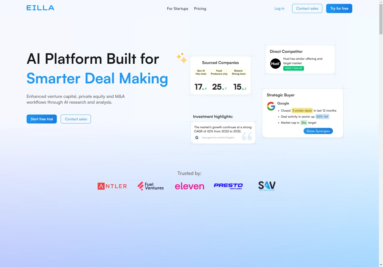 Eilla: Streamlining VC, PE & M&A Workflows with AI