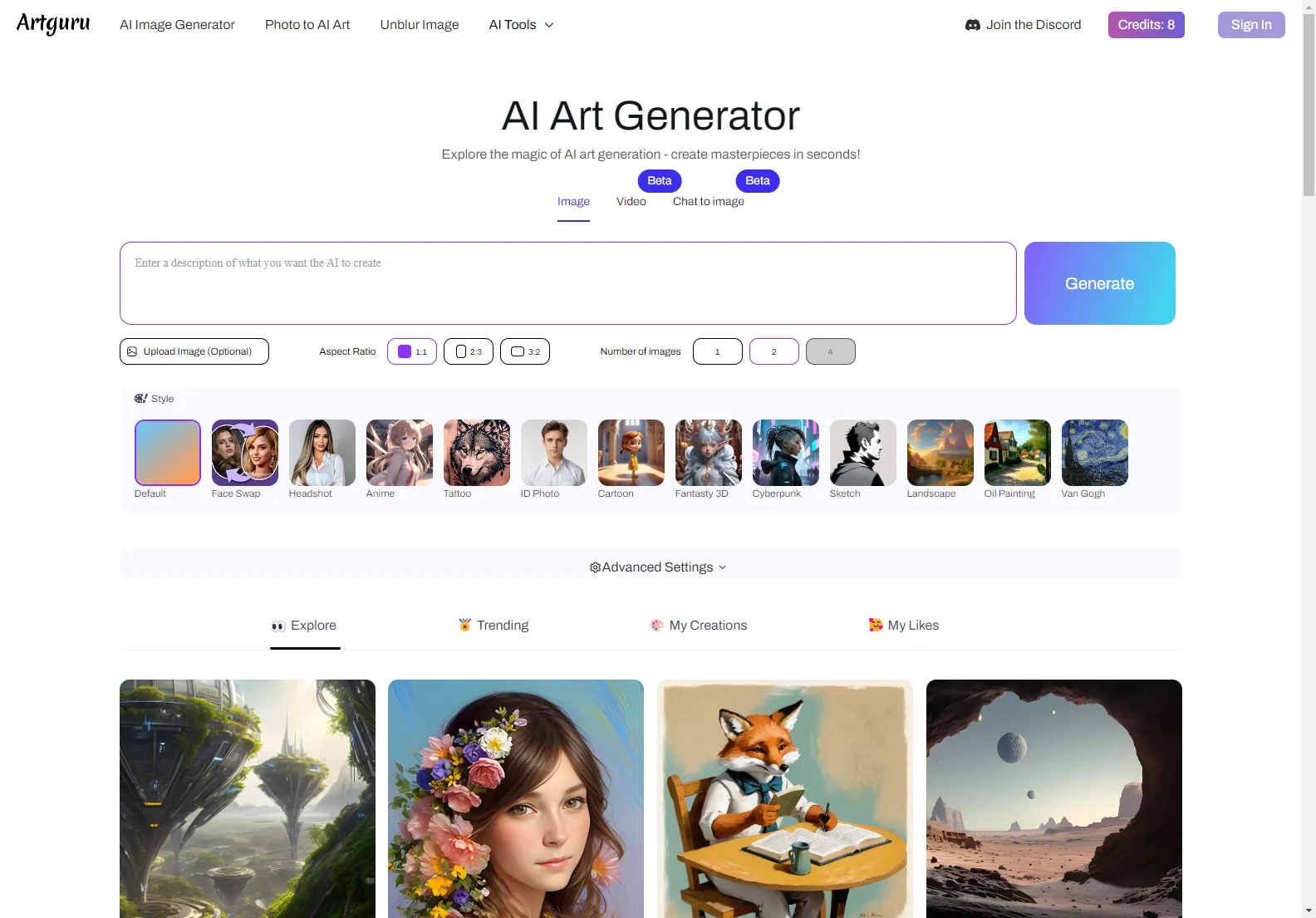 Artguru: The Free Online AI Art Generator for Creating Stunning AI Art from Text & Photo