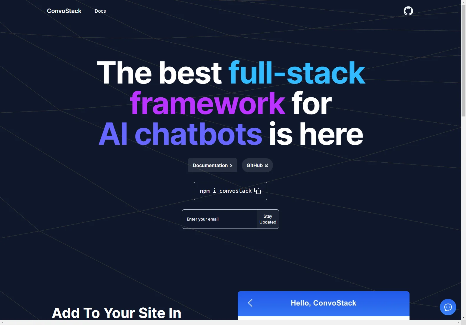 ConvoStack: Empowering Developers with Advanced AI Chatbot Framework