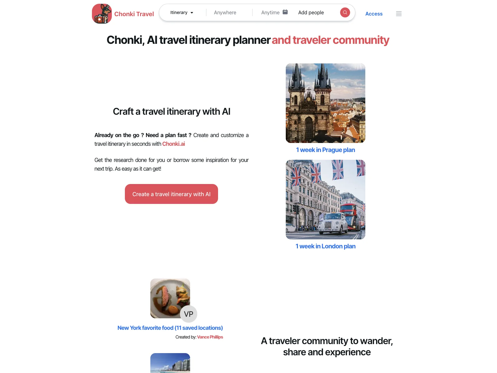 Chonki: AI-Powered Travel Itinerary & Community