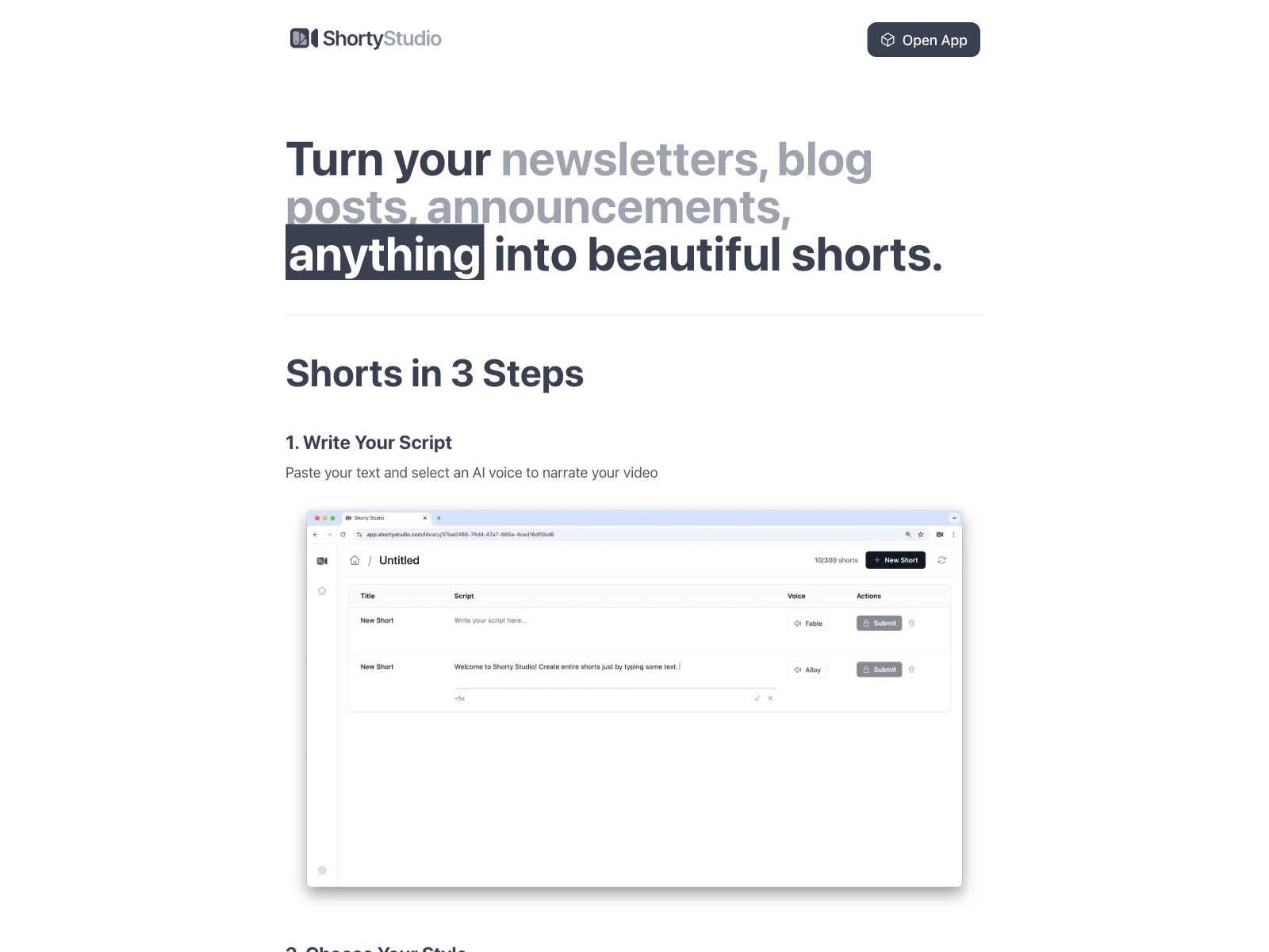 Shorty Studio: Transform Text into Engaging Shorts