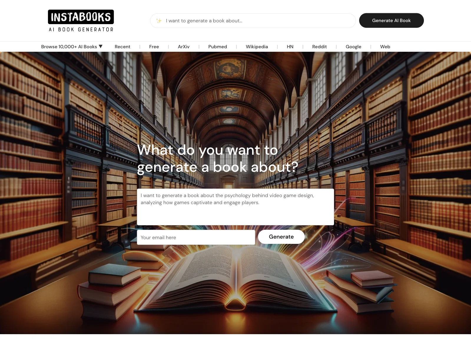 Instabooksᴬᴵ - Generate Books on Any Topic with AI