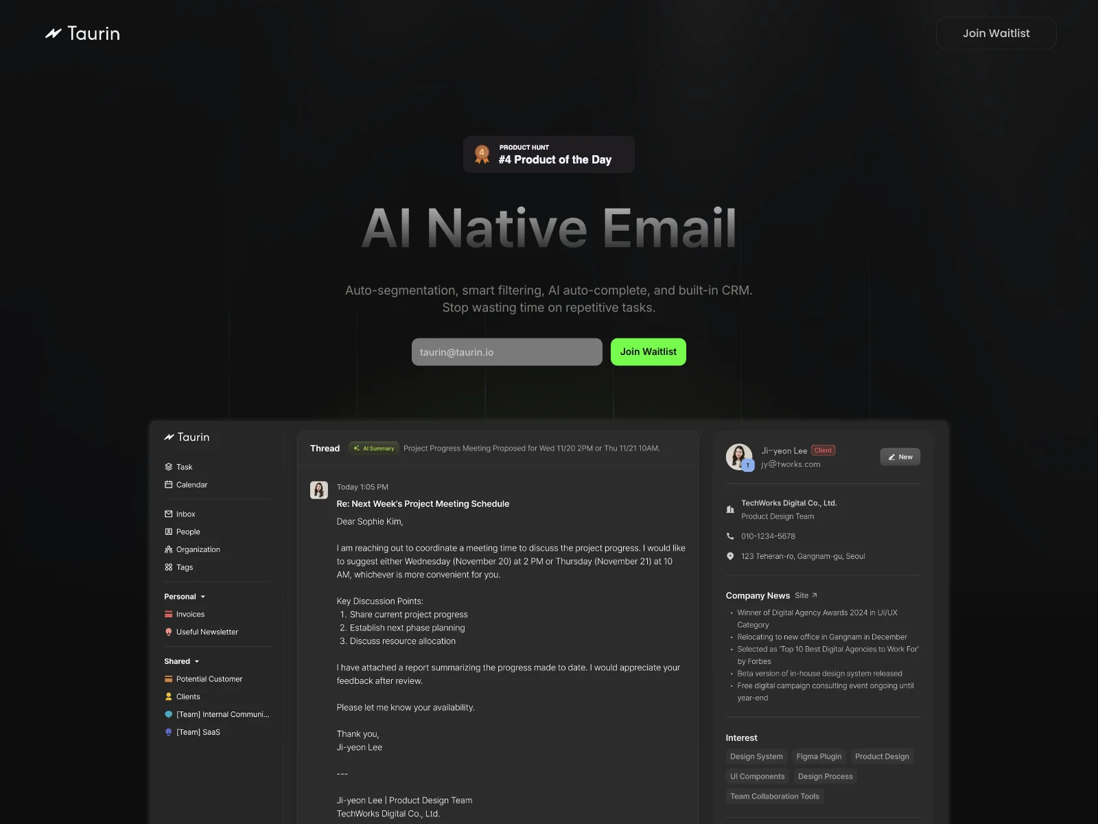 Taurin - AI Native Email: Streamline Your Inbox