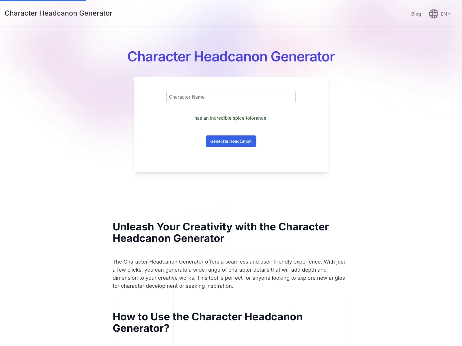 Unleash Creativity with Character Headcanon Generator