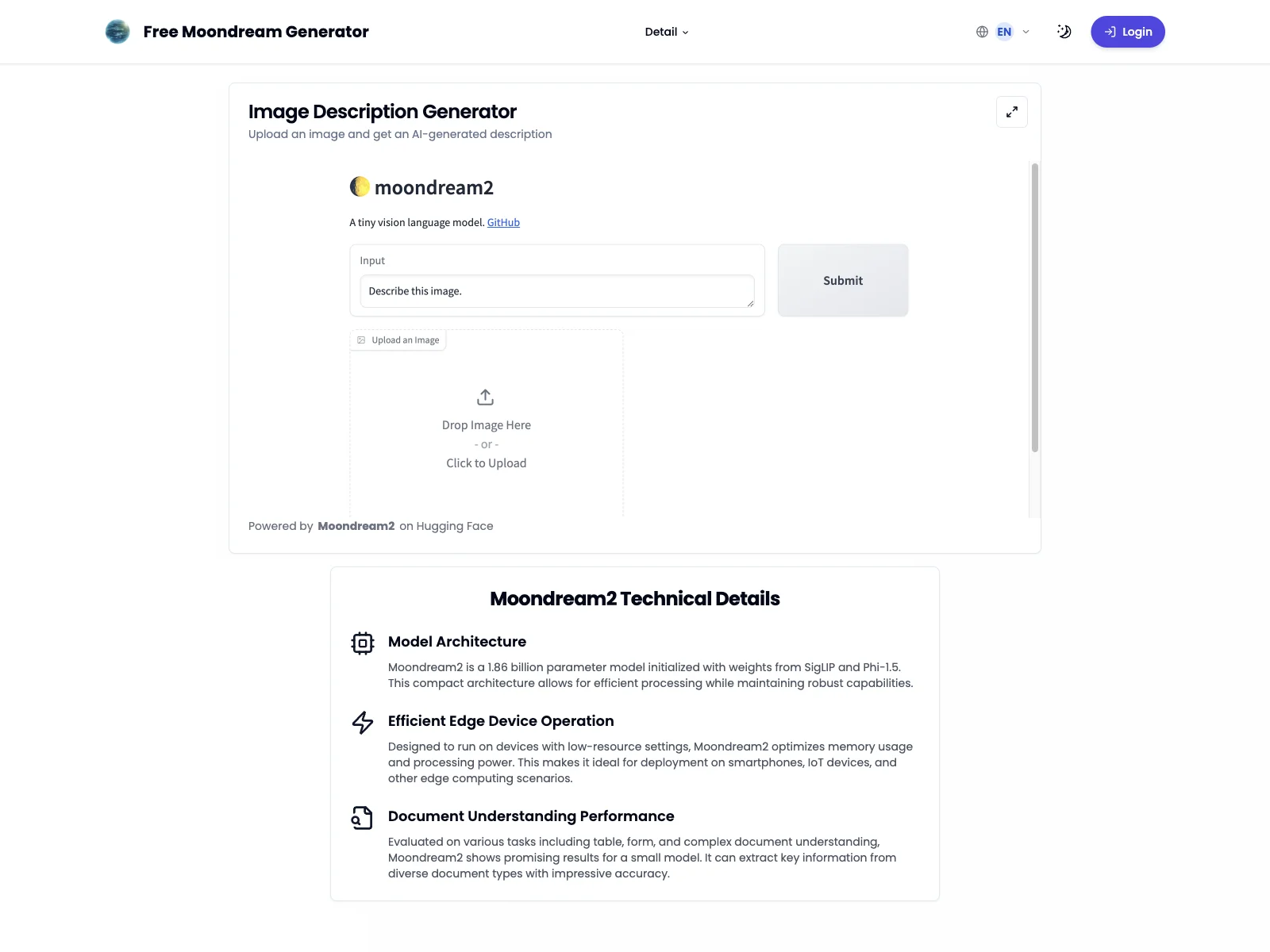 Free Moondream2 API Generator: Document Understanding & Edge Device Compatibility