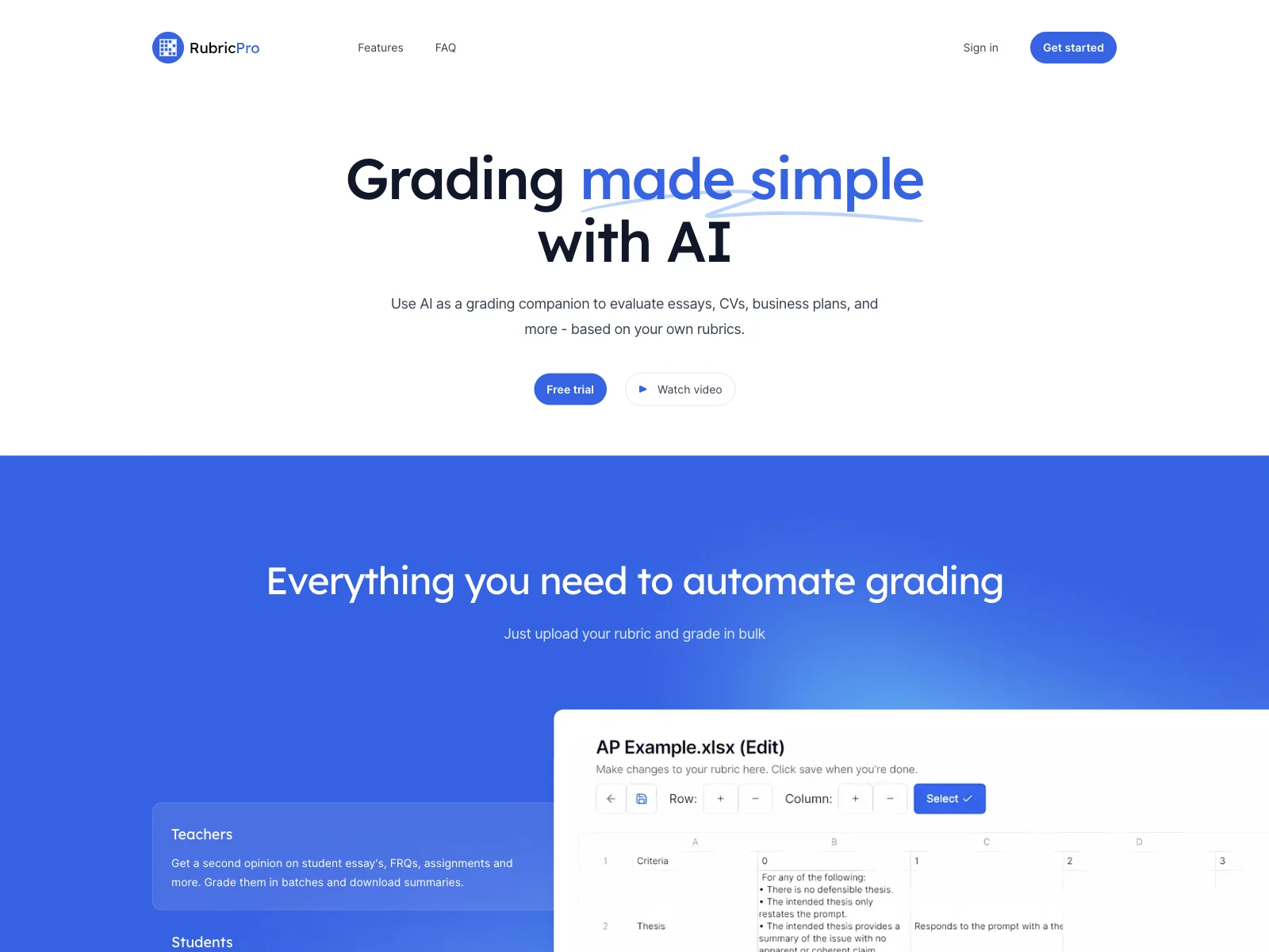 RubricPro - Simplify Grading with AI