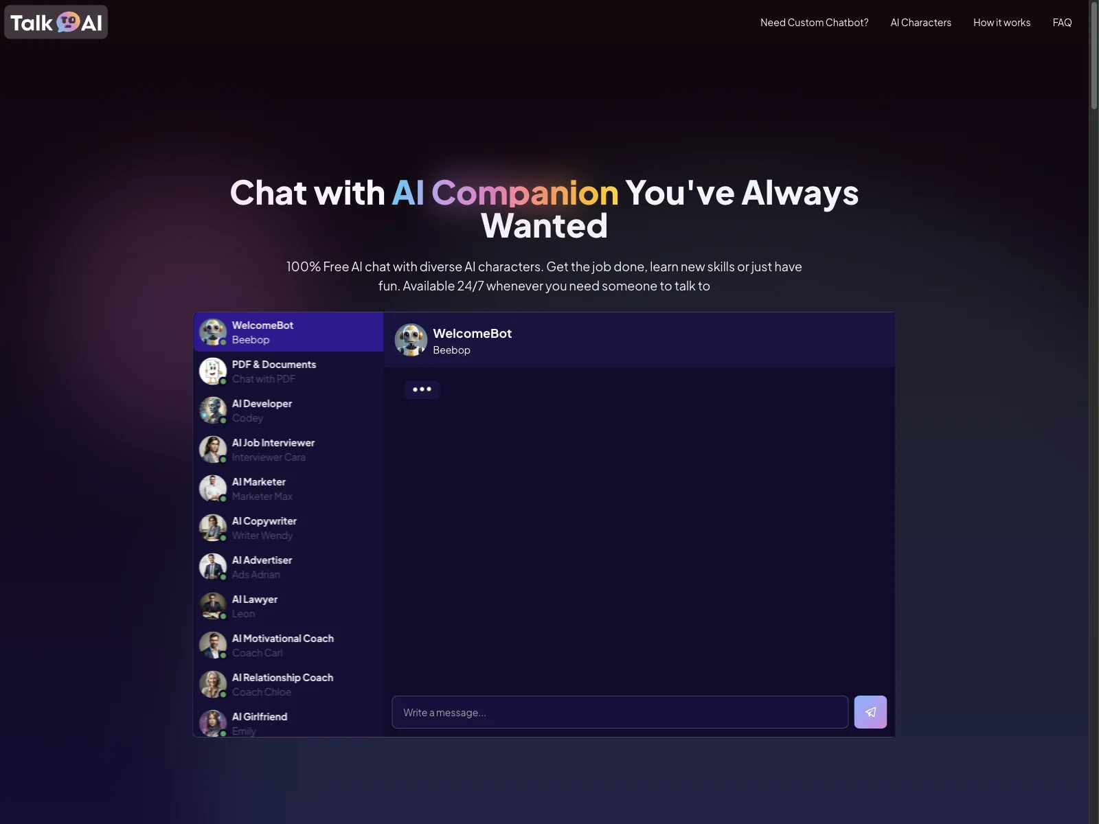 Unleash Your Conversations with Free AI on TalkTo.ai