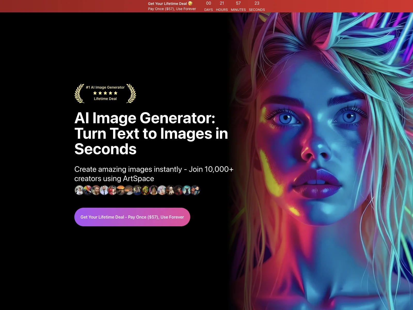 Get Your Lifetime Deal ($57) | AI Image Generator - ArtSpace.ai