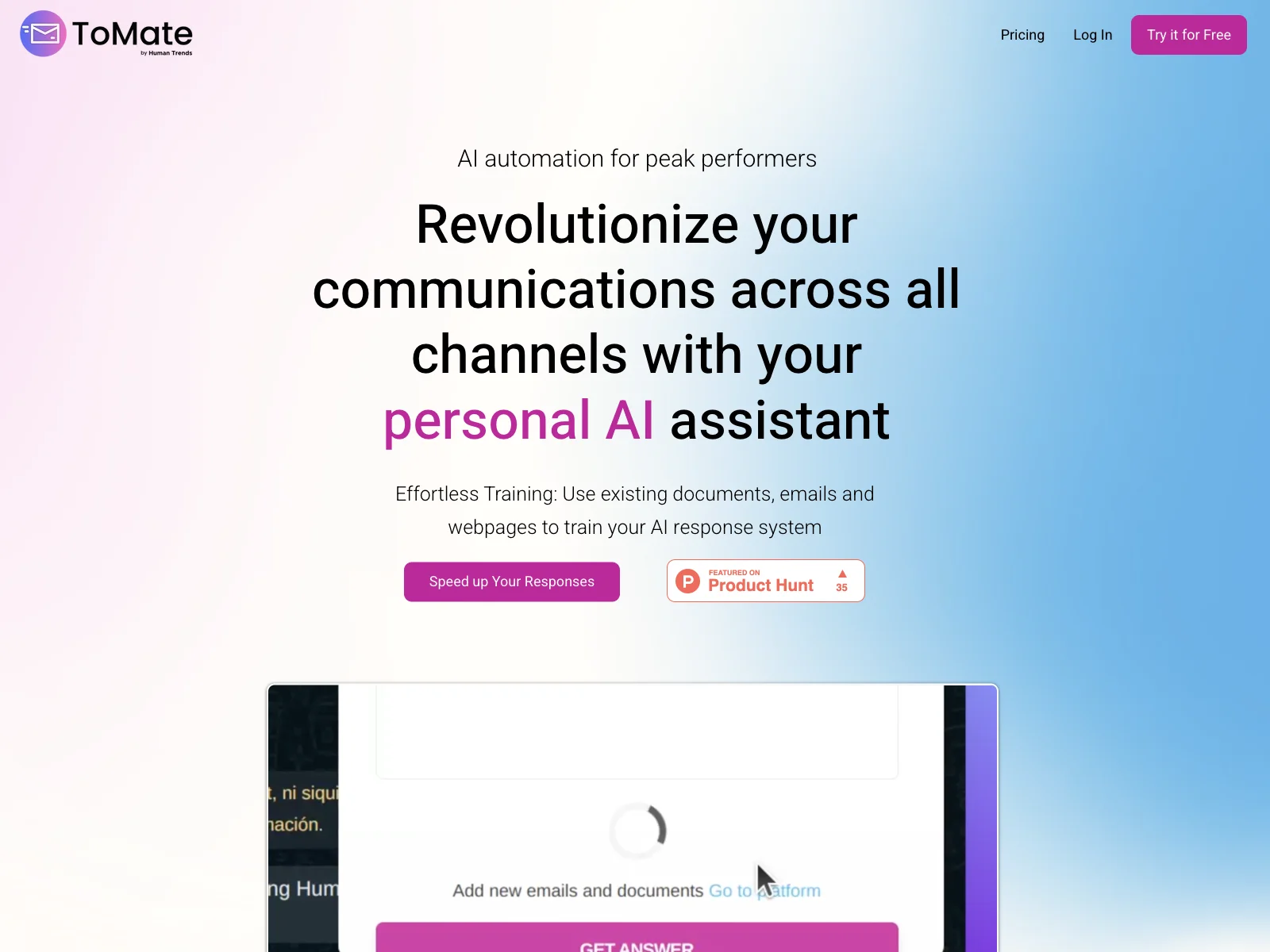 ToMate: Revolutionize Communication with AI-Powered Responses