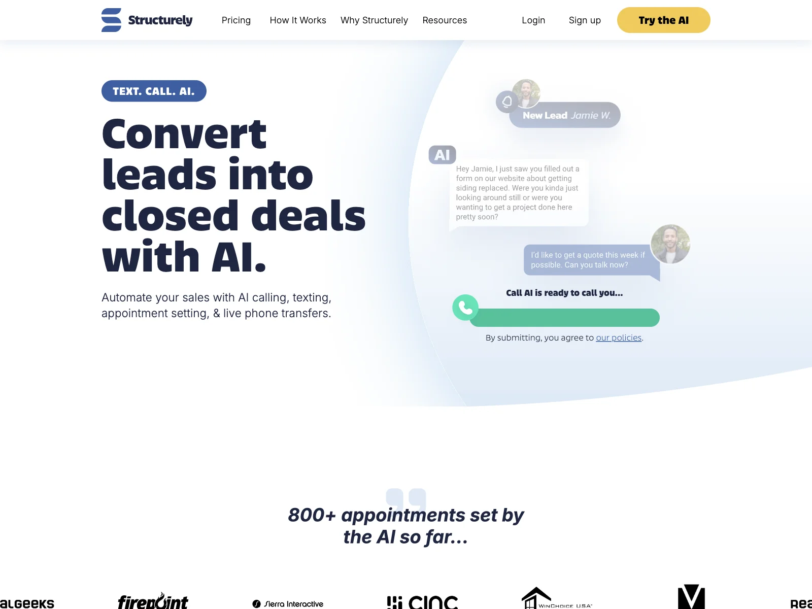 Structurely: Automate Sales with AI Calling, Texting & Appointments